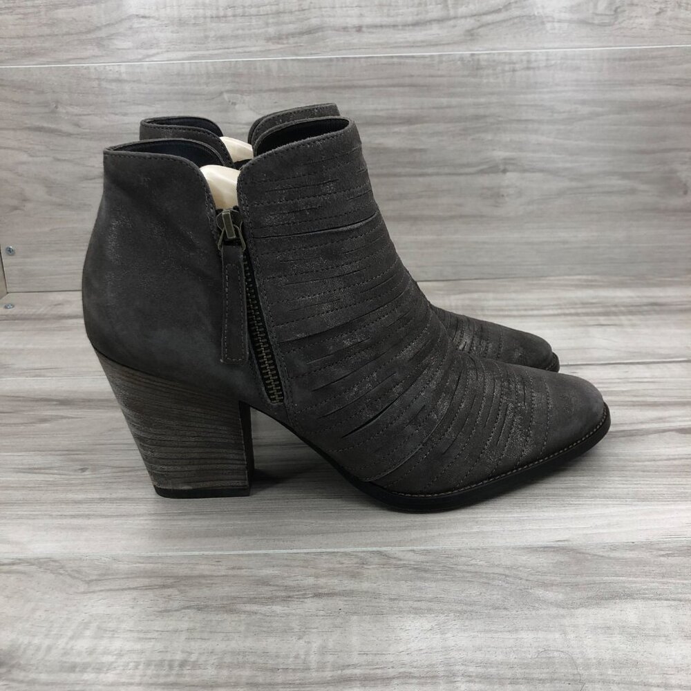 Paul Green Booties Women's 9.5 Malibu Gray Leather Sliced Zip Ankle Boots UK7